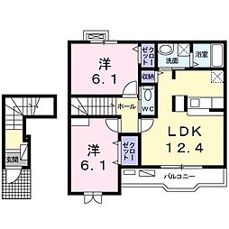 エアリー・カレント2 2LDKの間取図画像