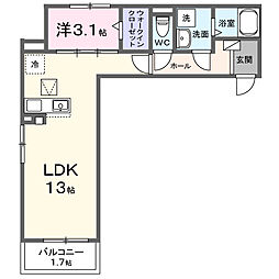 ヒカルサ川口道合 1LDKの間取図画像