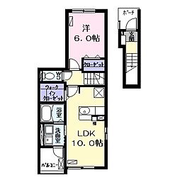 プラシード2 1LDKの間取図画像