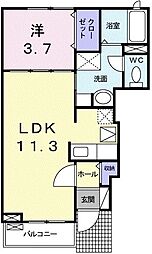 ジェルメ下川田 1LDKの間取図画像