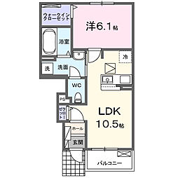 ソルサリエンテ 1LDKの間取図画像