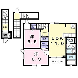 ソルジェンテ 2LDKの間取図画像