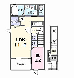 ルタン土ケ崎 1LDKの間取図画像