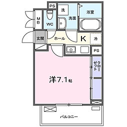 ネオ ソレイユ 田谷 1Kの間取図画像
