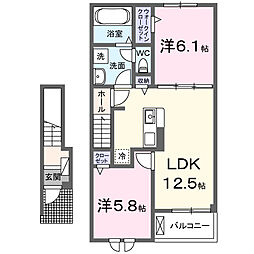 ラ・ベル・メール 2LDKの間取図画像