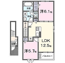 ラ・ベル・メール 2LDKの間取図画像