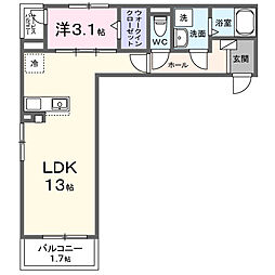 シエルテラス金沢八景 1LDKの間取図画像