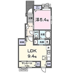 ニューシャトー 1LDKの間取図画像