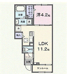 ヴィラ クレイン 1LDKの間取図画像