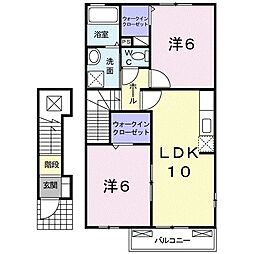 カルムウォルズA 2LDKの間取図画像