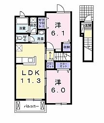 ヴィルソレイユ大日向 2LDKの間取図画像
