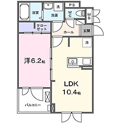 プルメリア 1LDKの間取図画像