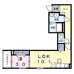 メゾン ラフレシール 千代田 1LDKの間取図画像