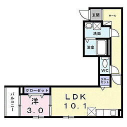 メゾン ラフレシール 千代田 1LDKの間取図画像