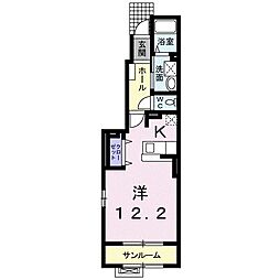 ヴィラ・アルモニーA 1Kの間取図画像
