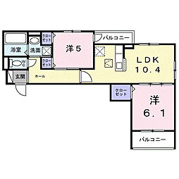 砂山南1丁目アパート(028694701) 2LDKの間取図画像