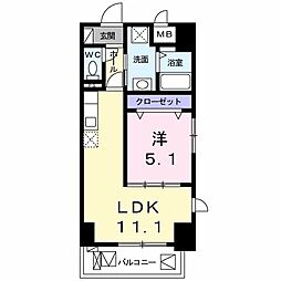 クラシェス新長田 1LDKの間取図画像