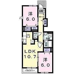 ハーモニーハウス鎌倉 2LDKの間取図画像