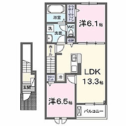 アポロI 2LDKの間取図画像