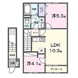サニーハウス2 2LDKの間取図画像