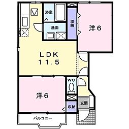 エクセランパレ壱番館 2LDKの間取図画像
