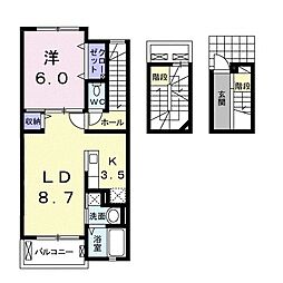 サラスバティC 1LDKの間取図画像