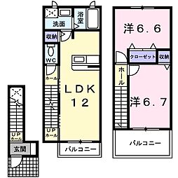 サンパティークC棟 2LDKの間取図画像