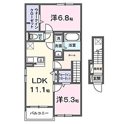 アリビオ 2LDKの間取図画像