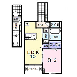 松ケ島1丁目アパート 1LDKの間取図画像