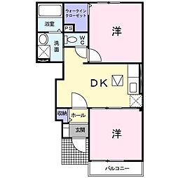 チュリスガーデンサンリット 2DKの間取図画像