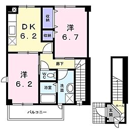 サンフラワー 2DKの間取図画像