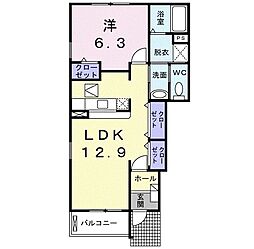 サニーヒル青南台 1LDKの間取図画像