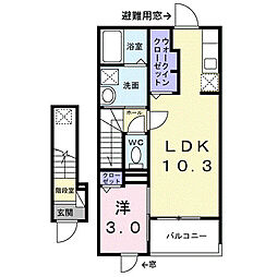 ハイツ杉本B 1LDKの間取図画像