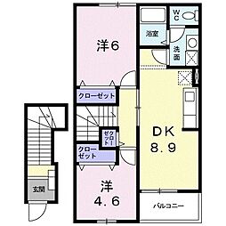セトル2 2DKの間取図画像