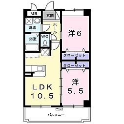 トータスハイツ 2LDKの間取図画像