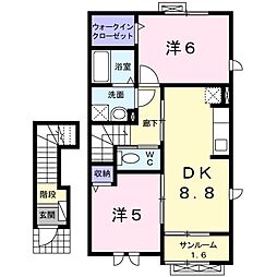 アーバンエル2 2DKの間取図画像