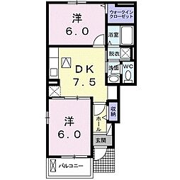 グランドソレイユ3 2DKの間取図画像