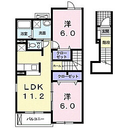 レジデンスSIONEC 2LDKの間取図画像