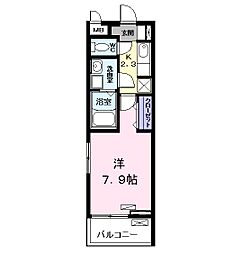 エムズステージVII 3階1Kの間取り