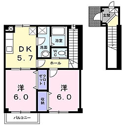 サンセール・ジャン 2DKの間取図画像