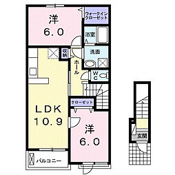 サニーコートB 2LDKの間取図画像