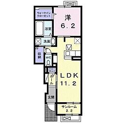 スリジェIIＡ 1階1LDKの間取り