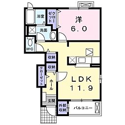 グレイナＣ 1階1LDKの間取り