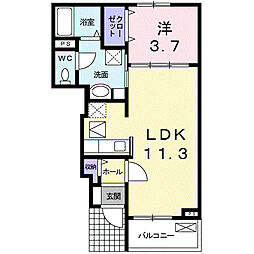 カーサドマーニ2 1LDKの間取図画像
