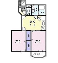 ロジュエクセレ 2DKの間取図画像