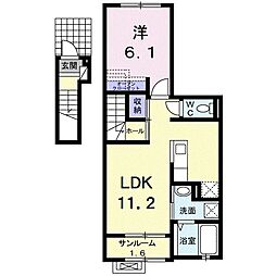 サニースクエアB 1LDKの間取図画像