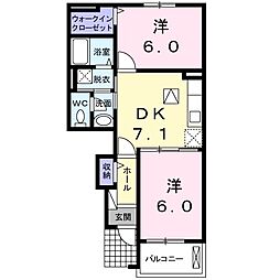 ラポール 2DKの間取図画像