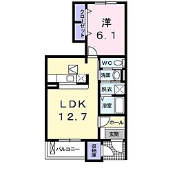 グランデ　フィオーレII 1階1LDKの間取り