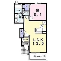 Ｎｏｒｔｈ　Ｆｒｏｎｔｉｅｒ 1階1LDKの間取り