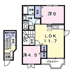 エレガンテカーサ2 2LDKの間取図画像